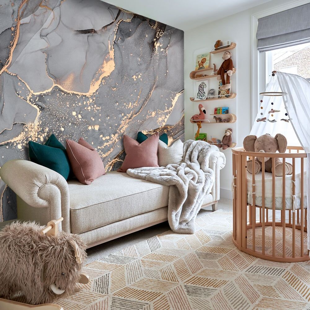 Gray Gold Luxury Marble Wallpaper Bedroom Mural Beauty Salon Etsy