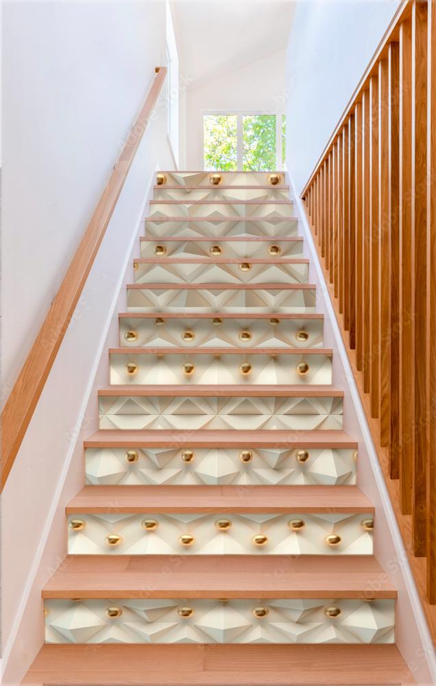 Step Riser Sphere Beige Triangles Gold Spheres Pattern Concrete Texture Staircase Design ...