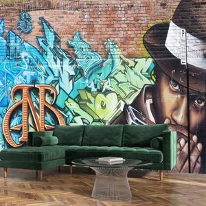 Backstein Wand Graffiti Wandbild Street Art Tapete Wandfragment Tapete Aufkleber Wand wandbild selbstklebend exklusives Design Fototapete