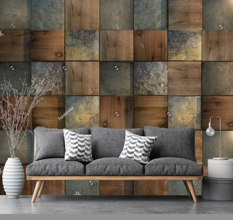 Wooden Background Wood Tiles Stone Tiles Wall 3D Wallpaper - Etsy