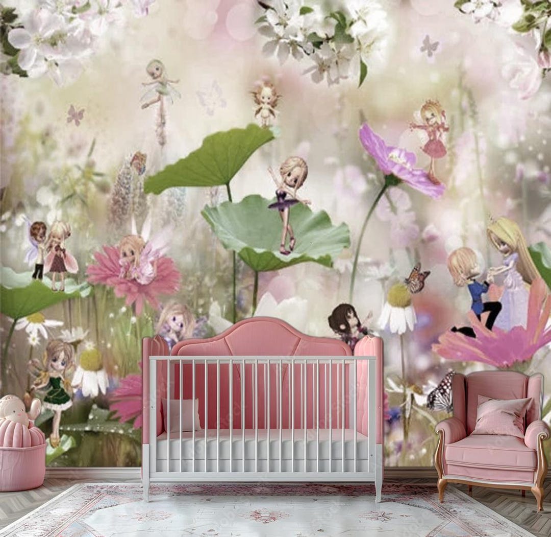 Magic Faerie Wall Mural for Baby Girl Room Little Fairies Kids ...