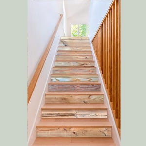 Wooden Planks Stair risers Stickers Wood Pattern Stair Riser Stair Panels Self Adhesive peel and stick staircase Decal Removable