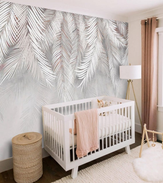 Autoadhesivo Papel Pintado Habitación Infantil Blanco Ÿ Gris de bebé  Huellas