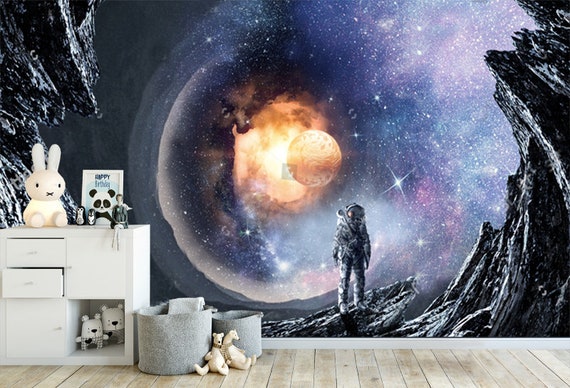 Spaceman Night Sky Planets Wall Ceiling Bedroom Sticker Wall Etsy