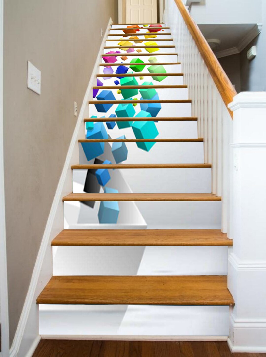 Calcomanías autoadhesivas multicolor para escaleras de guardería,  calcomanías de vinilo para escaleras y escaleras de vinilo, calcomanías  para