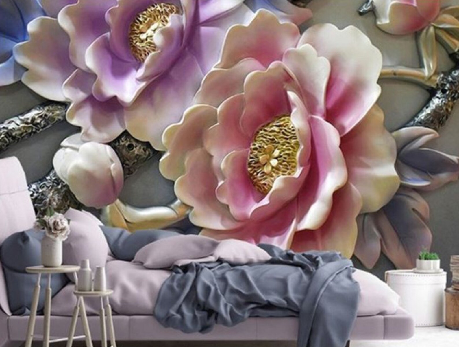 3D Flower Wallpaper 3D Wall Sticker Wall Decor Peel and Stick - Etsy