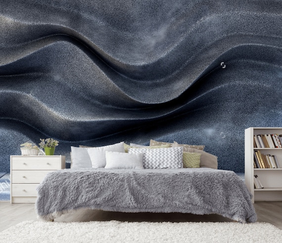 Gray Blue 3d Metallic Waves Background Wallpaper 3d Wall Sticker Decor Ceiling Wall Mural Self Adhesive Exclusive Design Photo Wallpaper