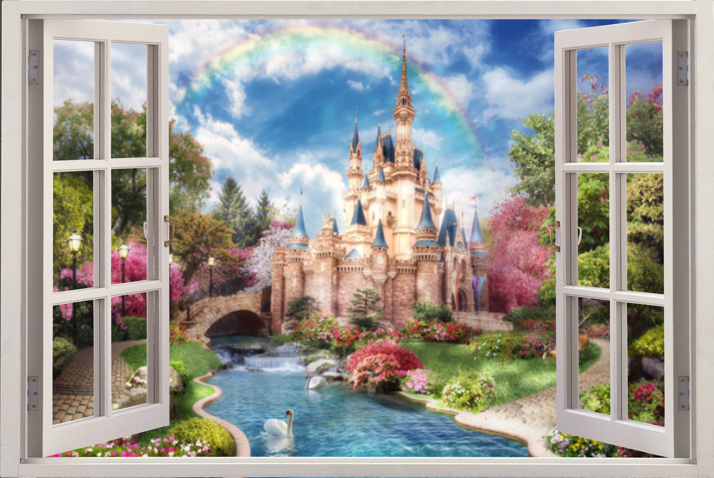 Princess Castle Window Kids Wallpaper Room Sticker Wall | Etsy