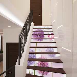 3D Fleurs Décoration d’escalier Adhésif Vinyle Escalier Riser Panneaux Escalier Risers Stickers Mural Photo Mural Vinyle Décalque Papier Peint Amovible
