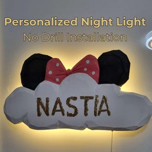 Personalisierte Wolken-Nachtlampe für Kinder – Handgefertigte Baby-Mädchen-Lampe mit Namen – Batteriebetriebene Wandlampe fürs Kinderzimmer