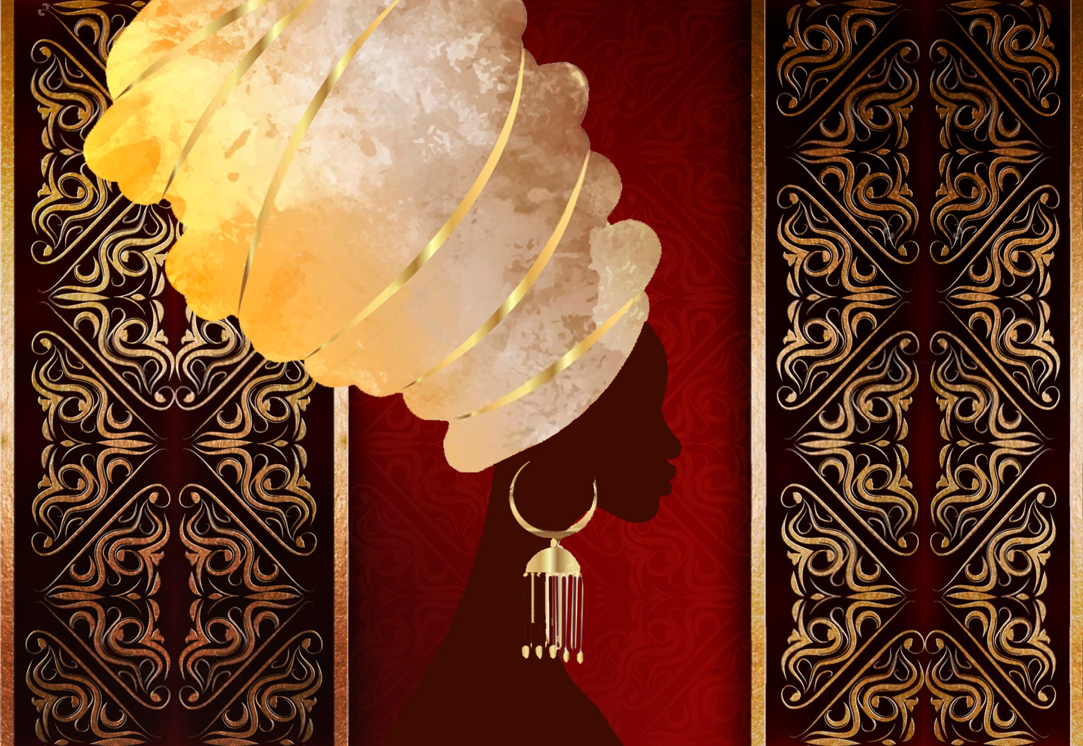 African Woman Wallpaper Ethnic African Girl Abstract Gold - Etsy
