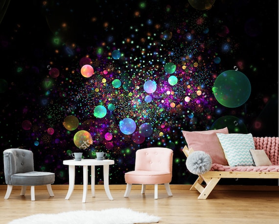 Rainbow Drops Sparkles Lavender Blue Gold Fantasy Texture Wall Etsy