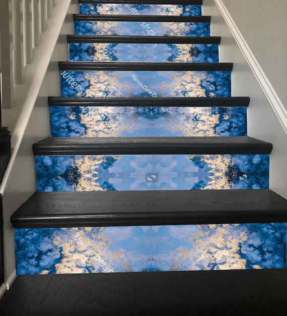 Weihnachten Dekor himmelblau Schneeflocke Treppe Dekoration Kleber Treppe  Treppenstufe Platten Treppe Steher Aufkleber Wandbild Aufkleber Fototapete  - .de