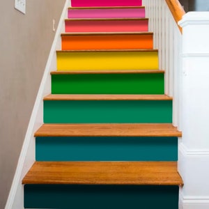 Stair stickers Rainbow Colors of Pink and Green Staircase Decoration peel and stick Stairs Riser Sticker Customizable Stair Decals Removable