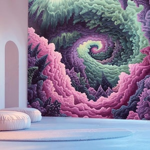 Carta da parati murale astratta viola Carta da parati astratta dipinta di rosa, autoadesiva, murale floreale staccabile e attaccabile Carta da parati personalizzabile per la camera da letto