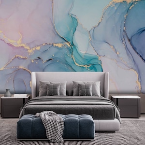 Luxury Fluid Art Wallpaper Pink Purple Turquoise Marble Bedroom Beauty Salon Wallpaper Mural Self Adhesive Exclusive Design Photo Wallpaper