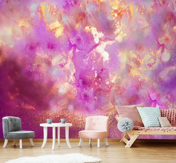 Extra Large pink Purple Gold Marble Vinyl Glitter Wallpaper Exclusive  Design Photo Wallpaper 