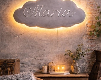 Lampada notturna personalizzata a forma di nuvola, lampada con nome personalizzato, decorazione per la cameretta, regalo per neonati, luce LED per bambini, lampada fatta a mano senza bisogno di forare