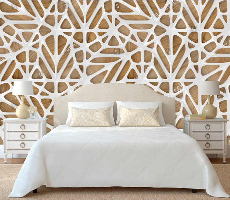 3D White Spiderweb Wallpaper 3D Wall Sticker Wall decor 3D Wooden Background Wall Mural Self Adhesive Exclusive Design 3D Photo Wallpaper