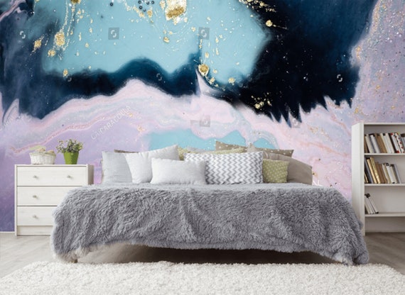 Lavender Turquoise Navy Blue Luxury Marble Wallpaper Wall Sticker Decor Ceiling Wall Mural Self Adhesive Exclusive Design Photo Wallpaper