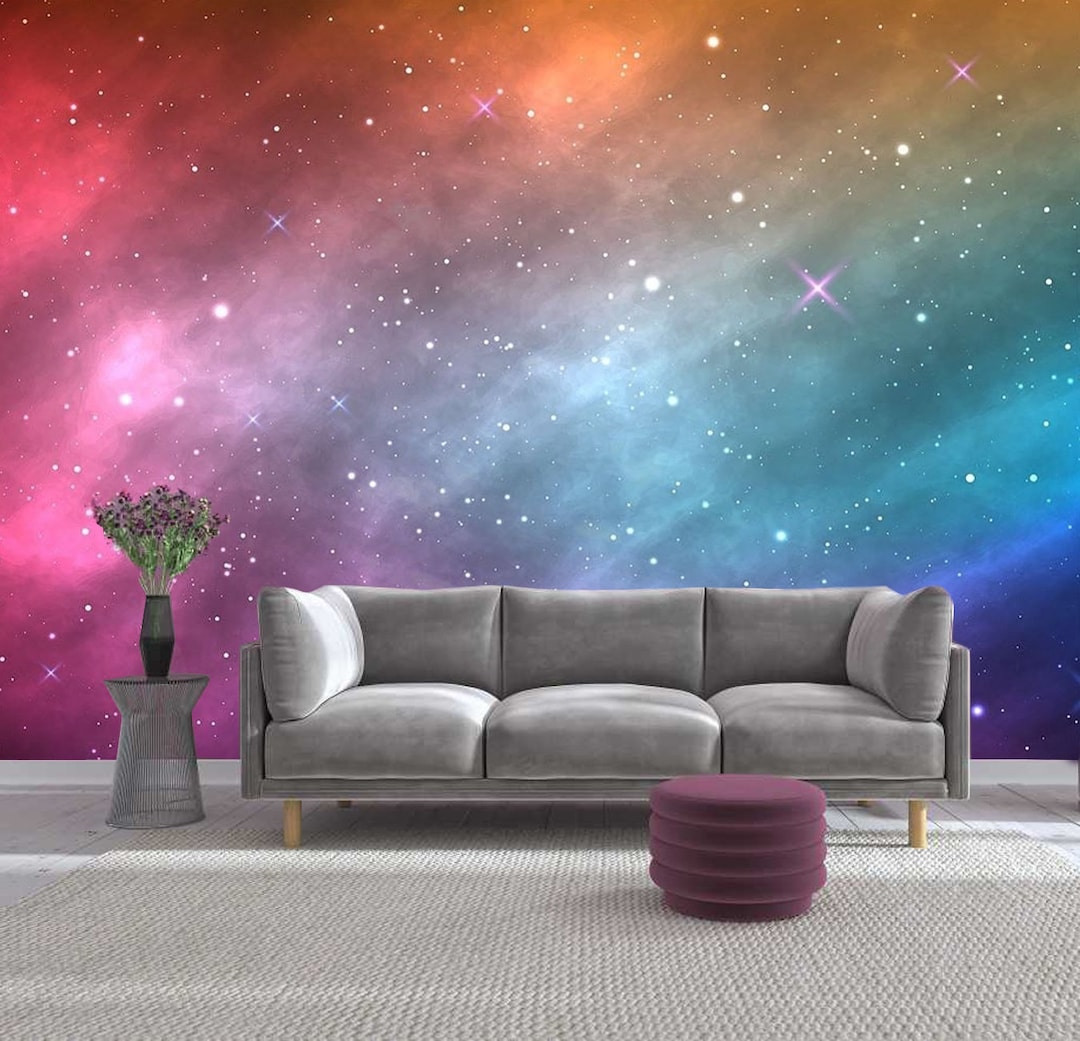 Rainbow Galaxy Space Wallpaper Bedroom Mural Beauty Salon Background  Wallpaper Interior Home Decor Mural Exclusive Design Photo Wallpaper - Etsy, image size:1080x1041