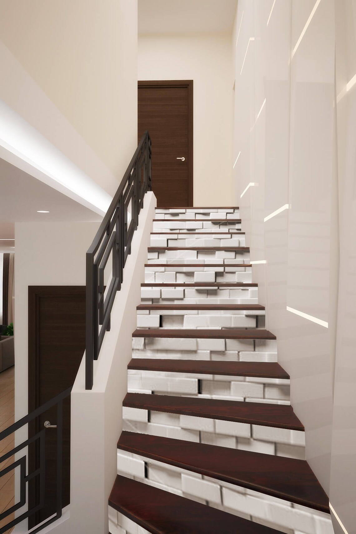 3D Brick Wall Stairway Decoration Adhesive Vinyl Stair Riser Etsy