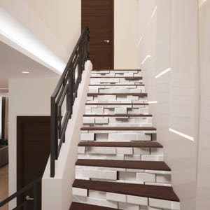 Mur de brique 3D escalier décoration adhésif vinyle escalier Riser panneaux escaliers contremarches autocollant murale Photo murale Vinyl sticker fond d’écran amovible