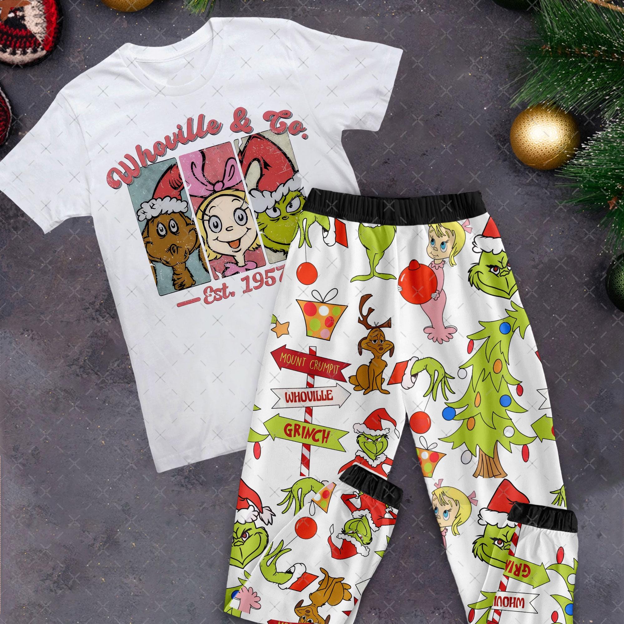 Grinch Holiday Pajamas Set Whoville Christmaspajamas Set Grinch Family Pajamas for Adult and Kids Etsy
