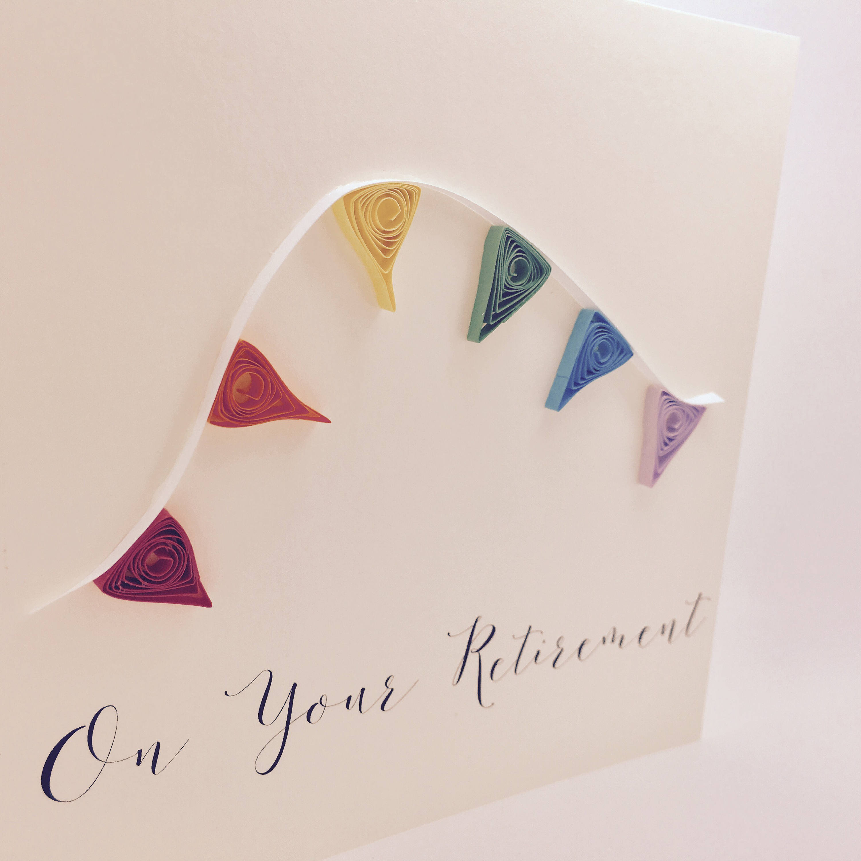 On Your Retirement Bunting Handmade Quilled Retirement Card Etsy