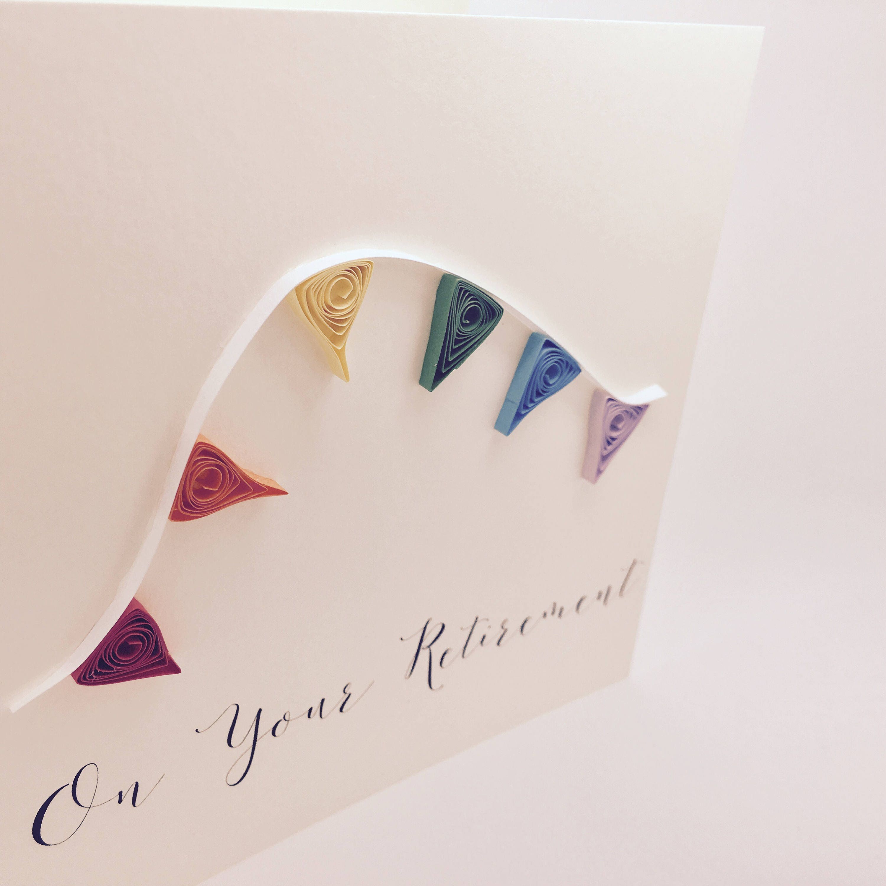On Your Retirement Bunting Handmade Quilled Retirement Card Etsy