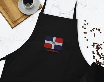 Delantal bordado de la bandera de República Dominicana