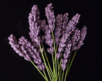 Dried Lavender Bouquet, Glittered Purple Flowers, DIY Natural Wedding Spring Mother's Day Party Decorations, Small Vase Flower, Dried Flower