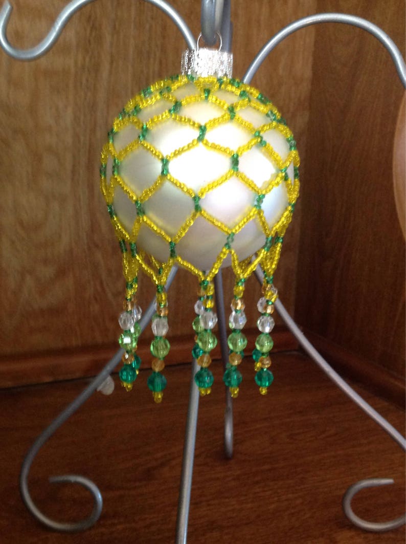 Gold Beaded Ornament Cover Etsy