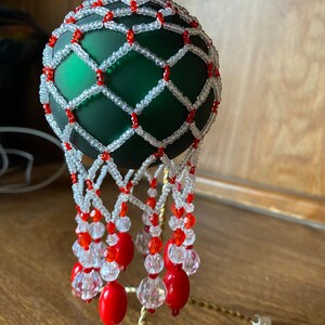 Crystal and Red Beaded Ornament Cover
