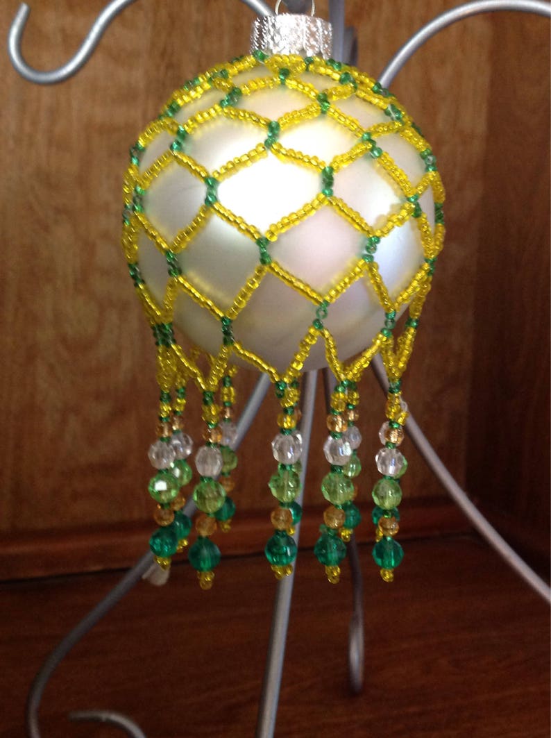 Gold Beaded Ornament Cover Etsy