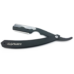 Black Straight Razor, folding w/ 5 blades. Barber quality. Great gift for men! Lucky Franc&#39;s