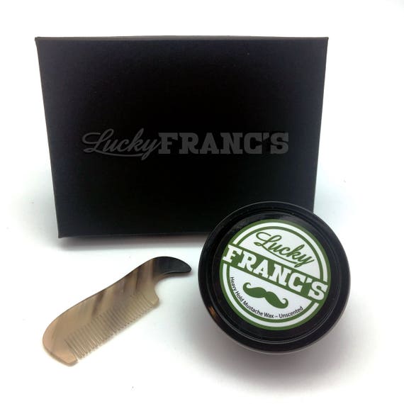 Men's Gift Set: Lucky Franc's Mustache Wax & Natural Horn Comb