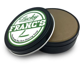 Handmade Bay Rum Shaving Soap for Wet Shaving. Use with straight, double edge, or any razor. Large 4oz Size. Lucky Franc's - Made in USA