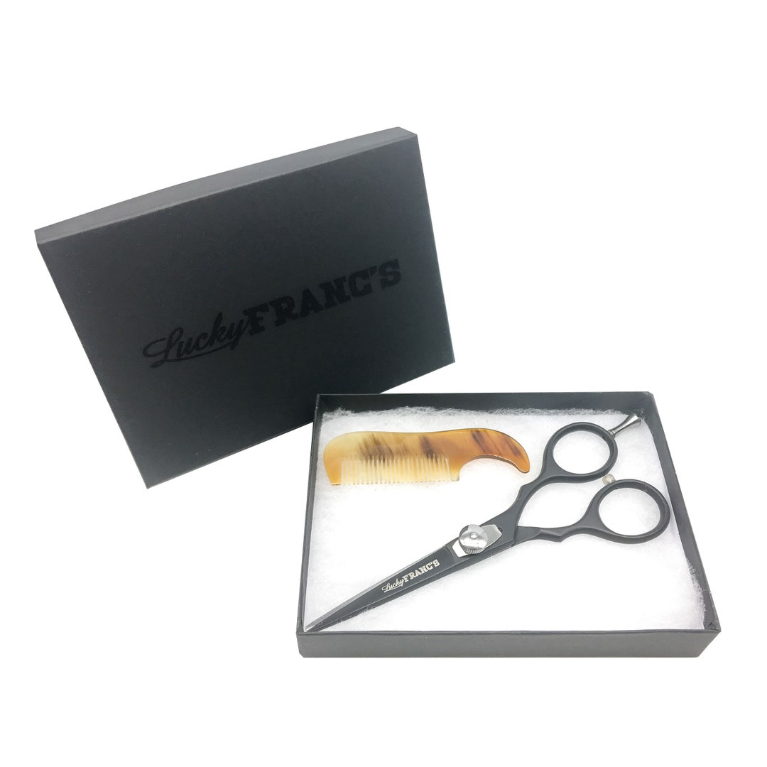 Beard & Mustache Grooming Kit. Professional Grade Scissors and Handmade