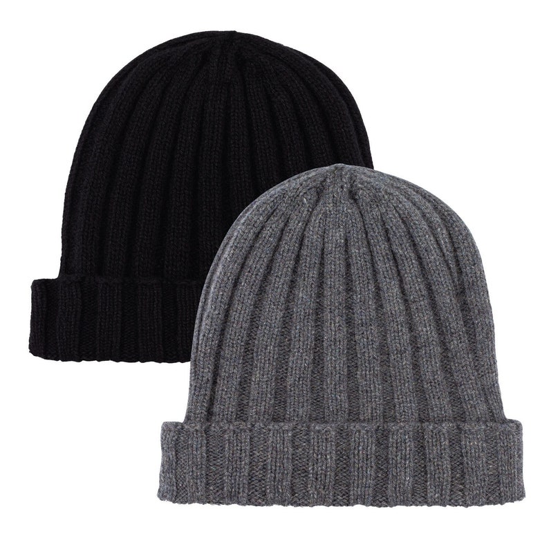100% Cashmere Beanie Made in Italy. For Men or Women. Black or Gray. image 1