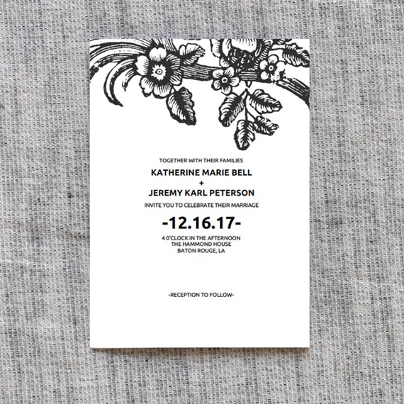 Printable Wedding Invitation Classic Wedding Invitation | Etsy