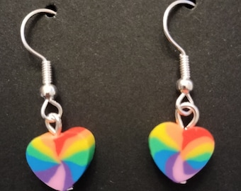 Small Rainbow Hearts Earrings