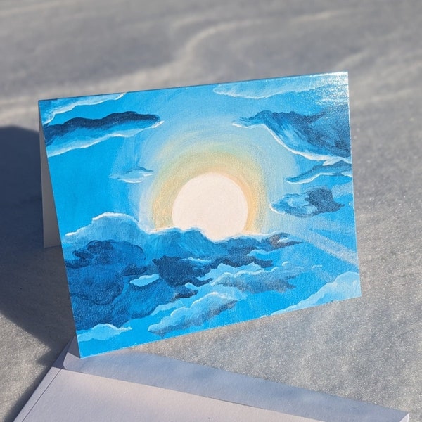 Glossy Greeting Card - Sunshine Through the Clouds