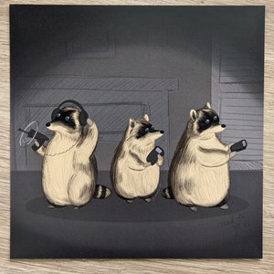 8 "x 8" Druck - Midnight Waschbären