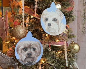 Christmas Ornament Pet Portrait Custom Artwork