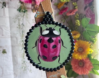 Lady Bug Hand Painted Wall Hanging or Christmas Ornament