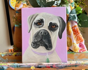 Custom Pet Portraits 8"x10" Canvas | Painting from Photograph | Custom Artwork by Woman Artist | Sentimental Gift Idea | Pet Memorial