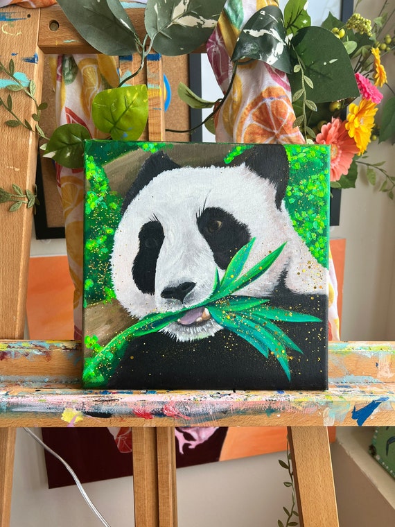 Realistic Panda Bear Acrylic Paint Zoo Animal Artwork - Etsy