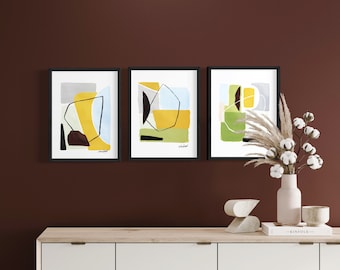 Fine Art Prints, Gallery Wall Set, Contemporary art, Set of 3 prints, Abstract Paintings, Giclée Print, Modern Painting