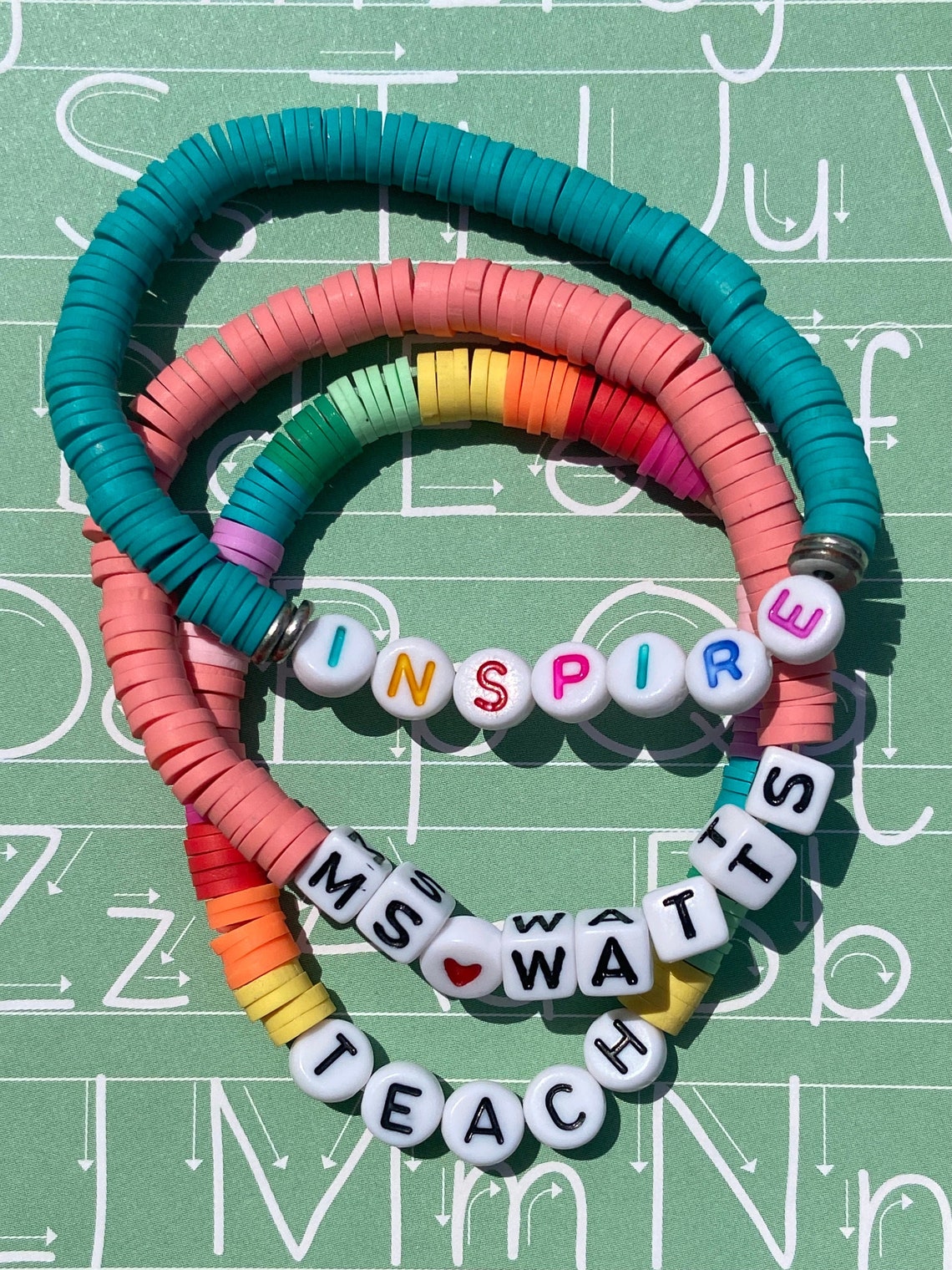 TEACHER STACKABLE beaded bracelets 3 bracelets Etsy